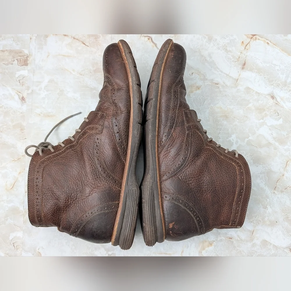 Bass Brown Leather Upper Wingtip Boots Men Sz 13